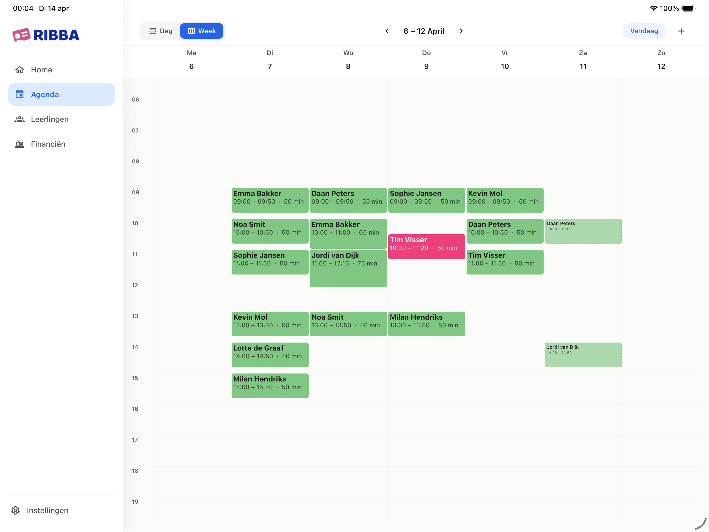 Weekagenda op iPad