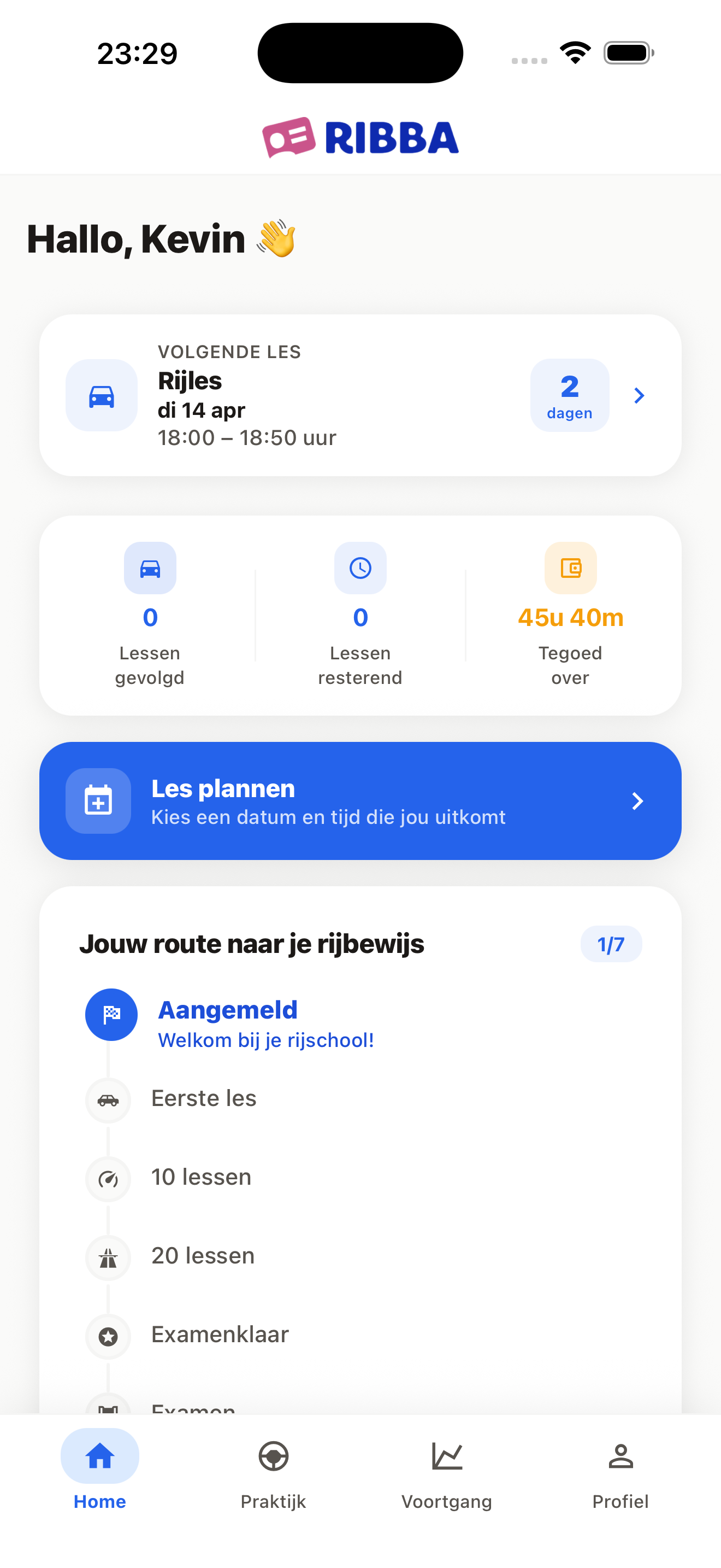 Leerling-app — Ribba rijschool-app